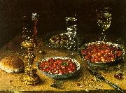 Osias Beert Still Life with Cherries Strawberries in China Bowls Sweden oil painting reproduction